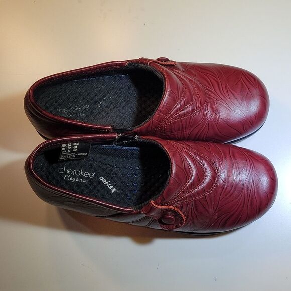 CHEROKEE ELEGANCE DRI-LEX BURGUNDY WOMEN"S CLOG STYLE SLIP RESISTANT ROUND TOE - Picture 9 of 14
